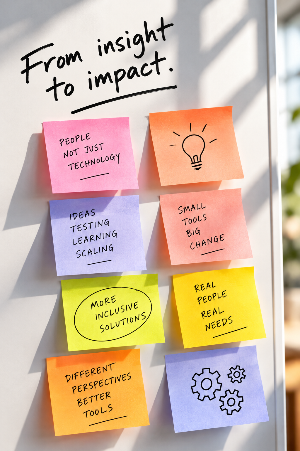 Colourful workshop sticky notes: From insight to impact